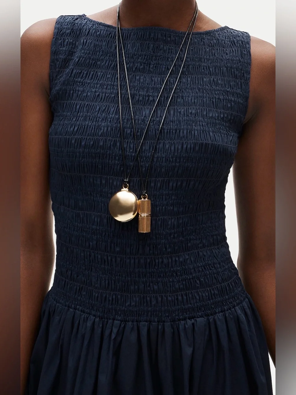 J.Crew Lina Smocked Midi Dress Navy Cotton Sleeveless NWT Size Small